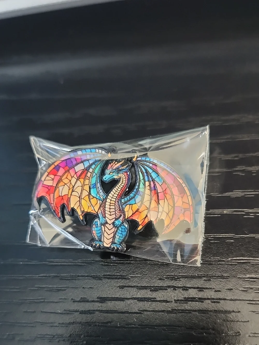 Rainbow Mosaic Dragon Enamel Pin - Picture 4 of 4